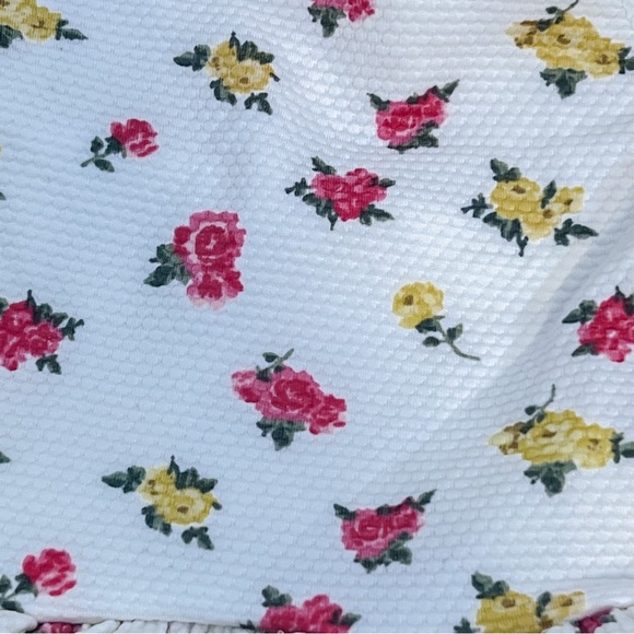 Mila and Emma One Piece Swimsuit White Ruffle Waist Floral - Picture 4 of 6